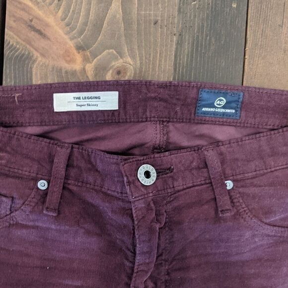 AG The Leggings Super Skinny Cords Maroon 27 R - Picture 3 of 5